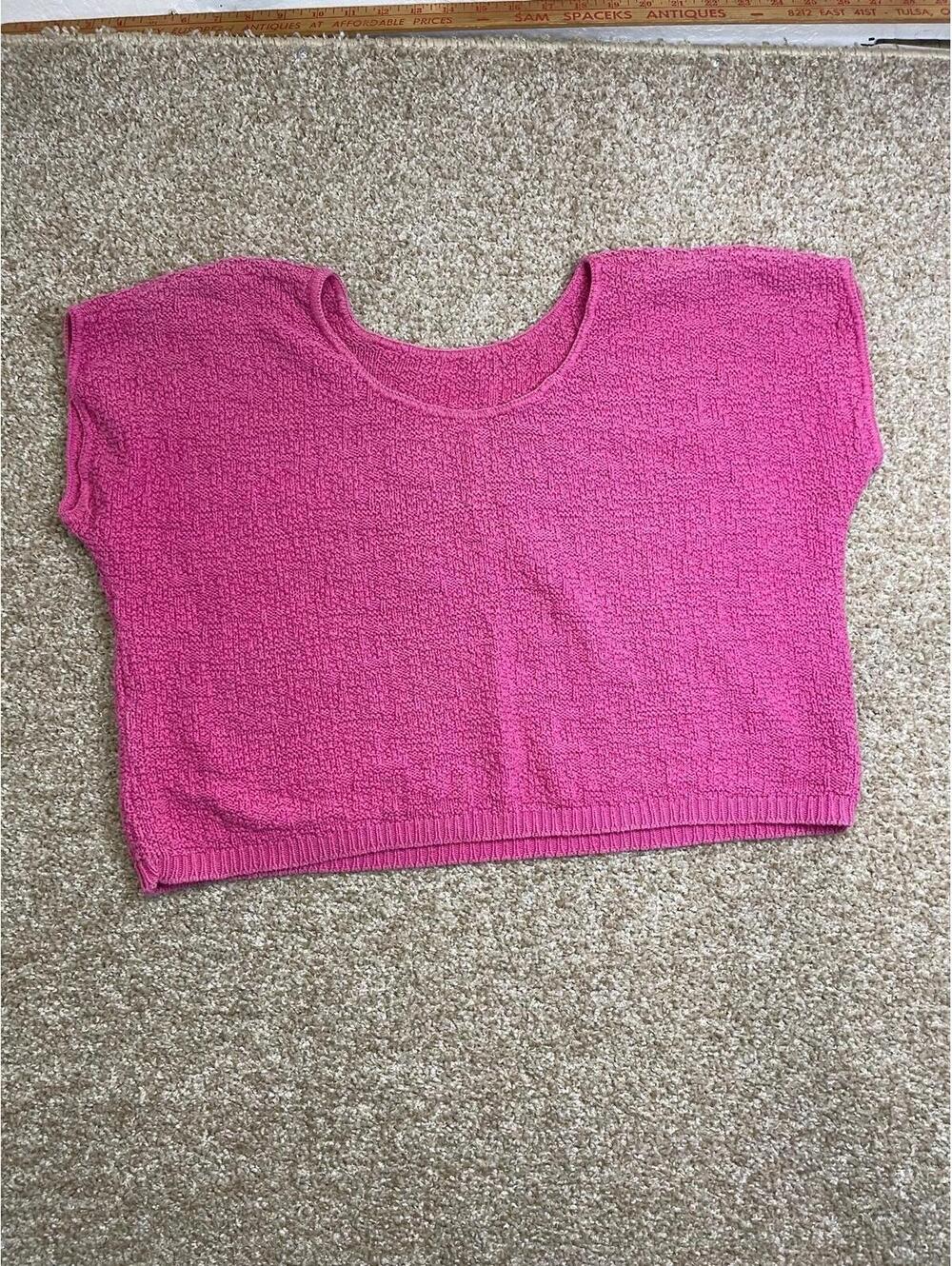 Vintage ILGWU Pink Textured Knit Sweater Top USA Made Rare 5